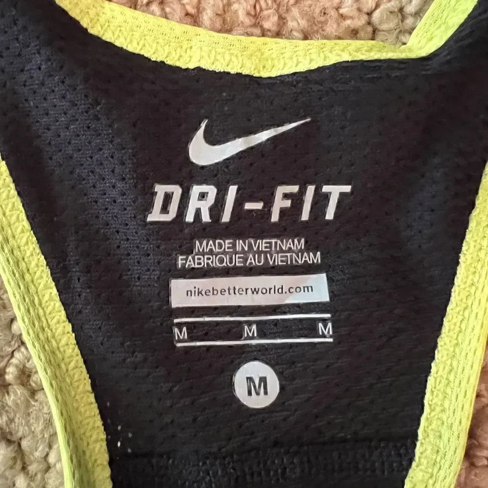 Nike Women’s Medium Turquoise Black Yellow Running Yoga Dri Fit Summer Tank Top